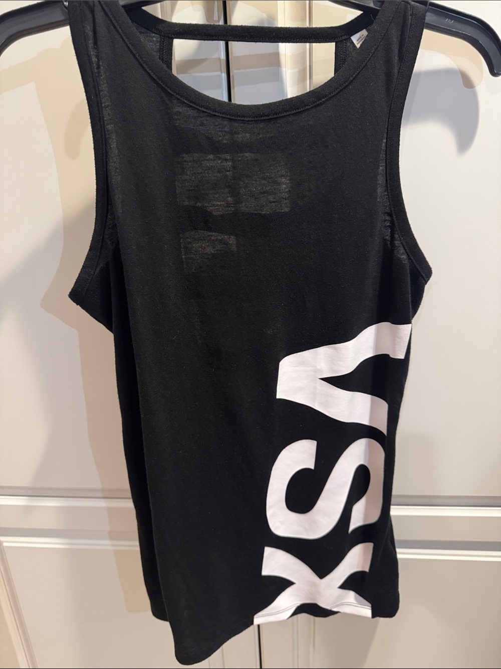 Victoria's Secret Black Tank Top with White Side Logo
